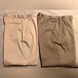Haggar Men’s Dress Pants (2) - Sand & Khaki - 36W 30L - EUC - Cotton/Poly Blend